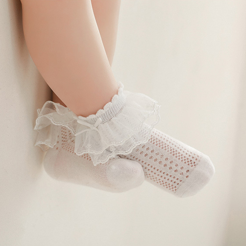 100% Cotton Solid Stitching Lace Socks - image 4