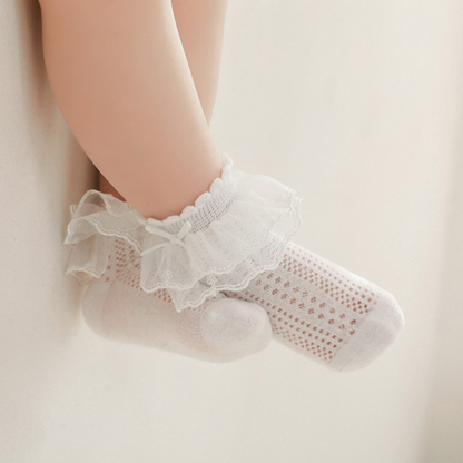 100% Cotton Solid Stitching Lace Socks - image 4