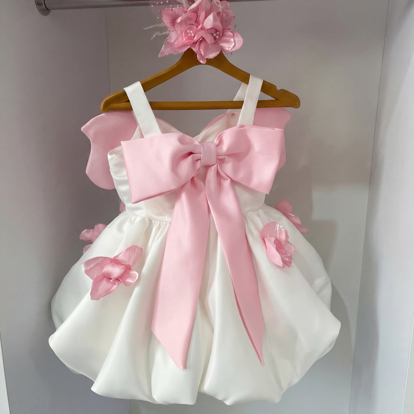 Satin Rosette Pearl Bow Butterfly Sleeveless Midi Dresses - image 5