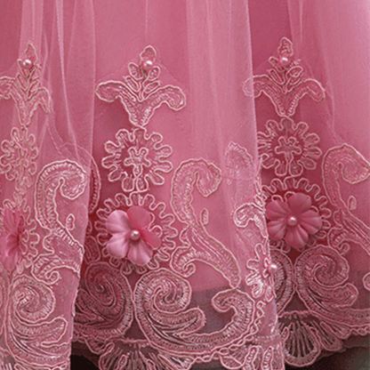 Mesh Lace Rosette Long Sleeve Maxi Dresses - image 12