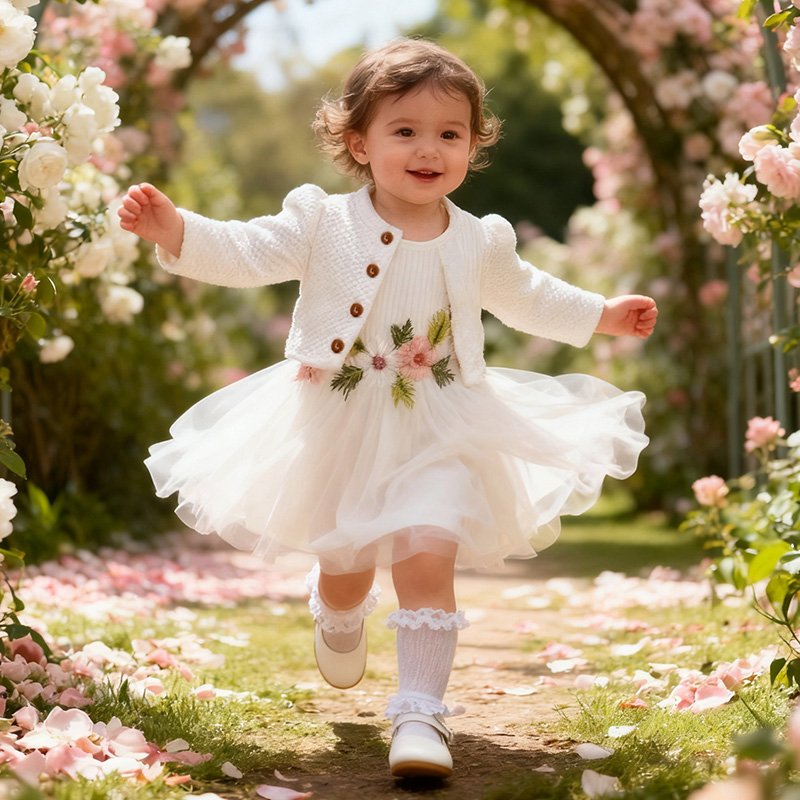 Cotton Embroidery Long Sleeve Regular Dresses&two-piece Set - White - 18-24M - image 21
