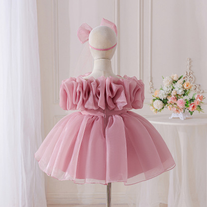 Organza Rosette Short Sleeve Midi Dresses - image 3