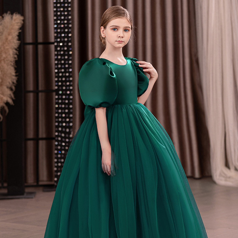 Satin Bow Folds Short Sleeves Maxi Dresses - image 12