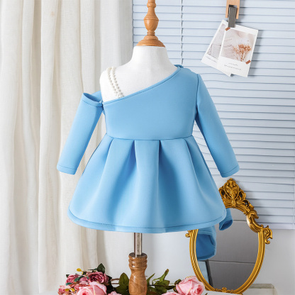 Scuba Knit Bow Long Sleeve Regular Dresses - image 14