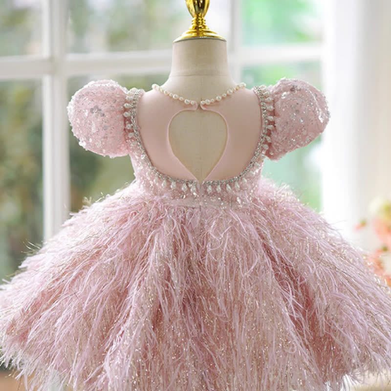 Beaded Tassel Puff Sleeve Mid-long Dresses - image 12