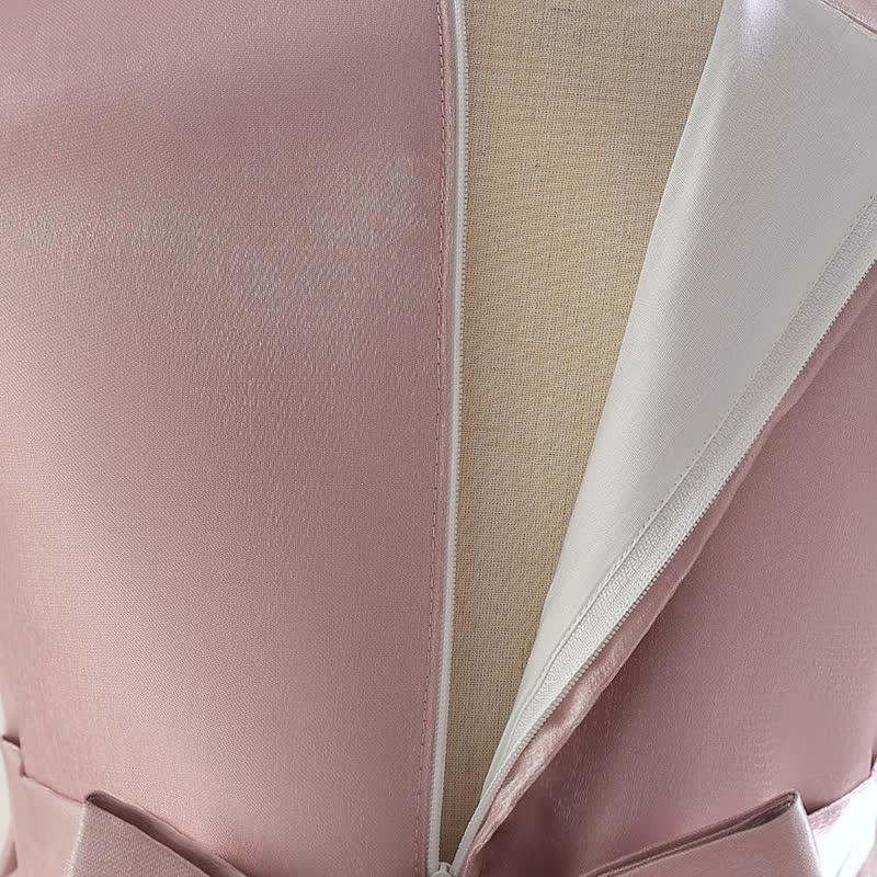 Satin  Rosette Cap Sleeve Maxi Dresses - image 8