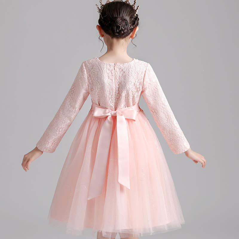 Lace Pearl Applique Long Sleeve Midi Dresses - image 8