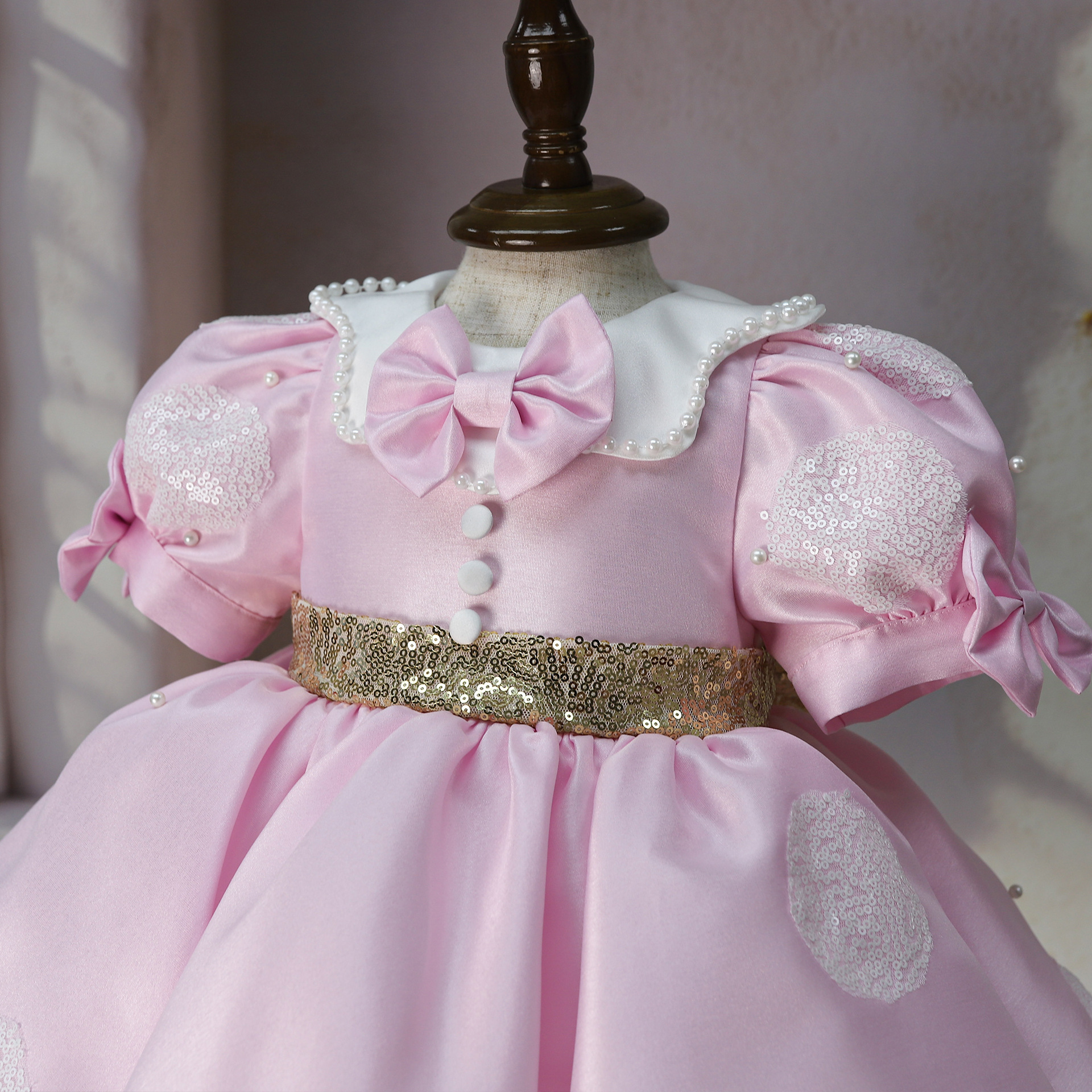 Satin Bow Short Sleeve Midi Dresses - image 6