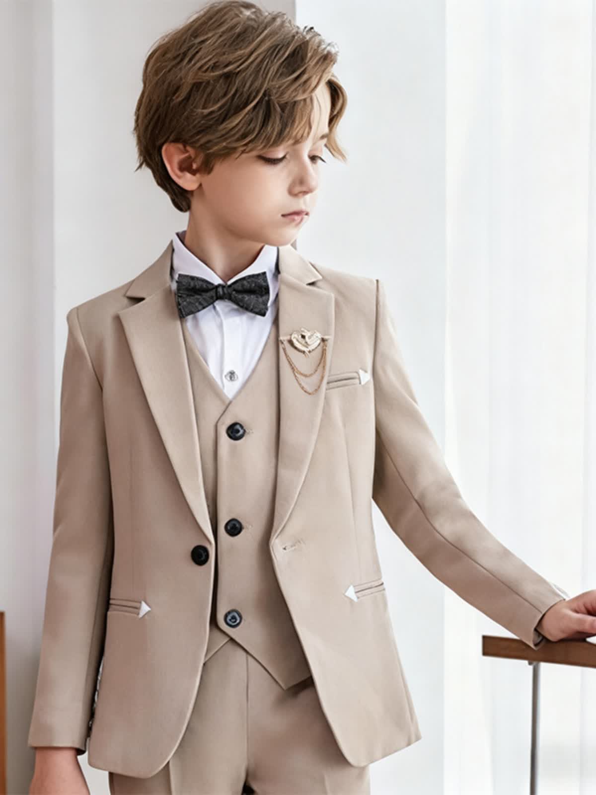 Chemical Fiber Blend Bow Long Sleeve Regular Six-piece Formal Suit - image 4