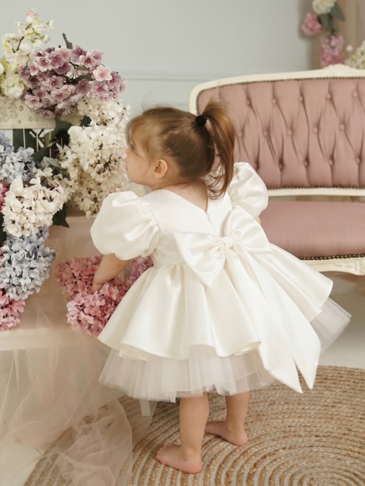 Satin Bow Short Sleeve Midi Dresses - image 3