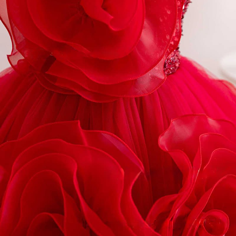 Mesh Rosette Sequins Sleeveless Mid-long Dresses - image 13