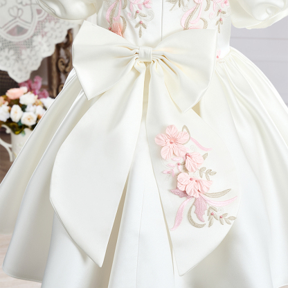 Satin Rosette Short Sleeve Regular Dresses - image 11