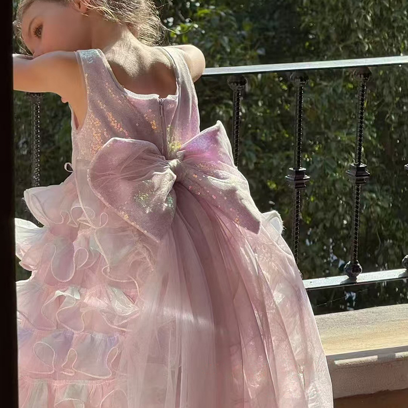 Glitter Folds Bow Sleeveless Regular Dresses - image 6