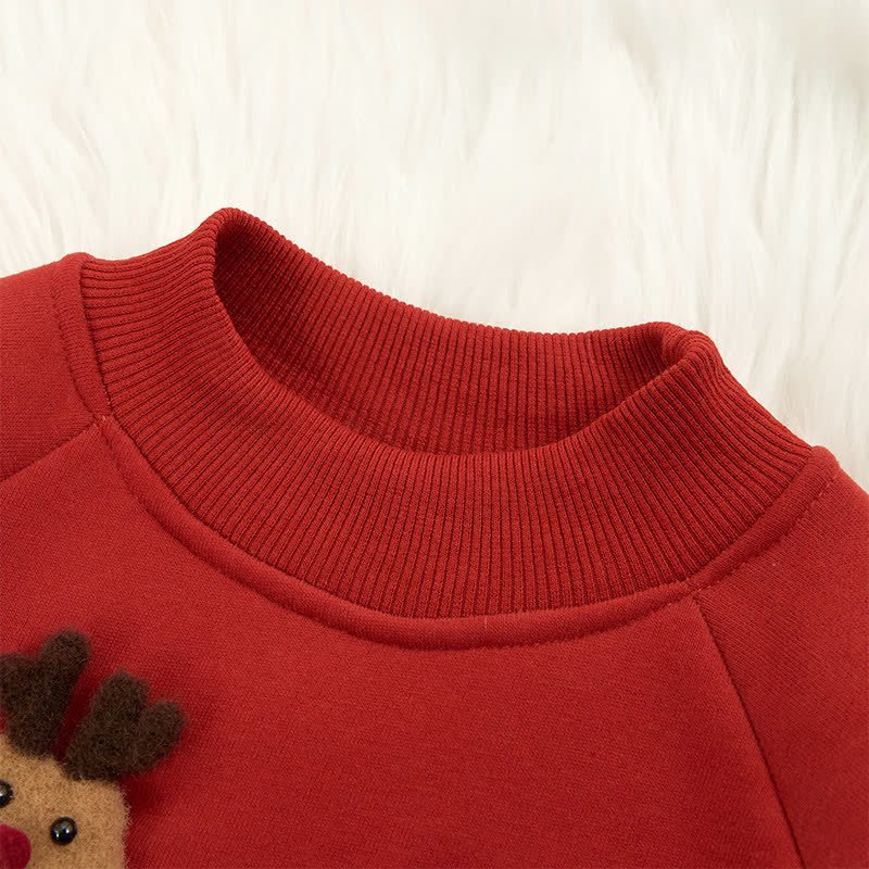 100% Cotton Christmas Snowman Deer Bow Long Sleeve Mid-long Dresses - image 9