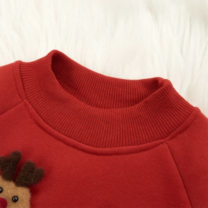 100% Cotton Christmas Snowman Deer Bow Long Sleeve Mid-long Dresses - image 9