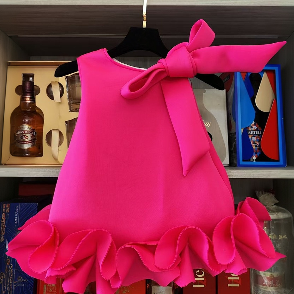 SCUBA KNIT Bow Sleeveless Midi Dresses - Rose - 6Y - image 25