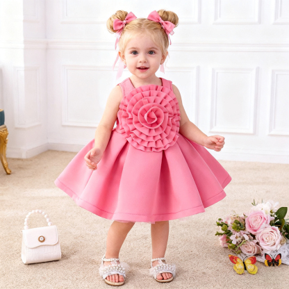 Scuba Knit Rosette Sleeveless Regular Dresses - image 4