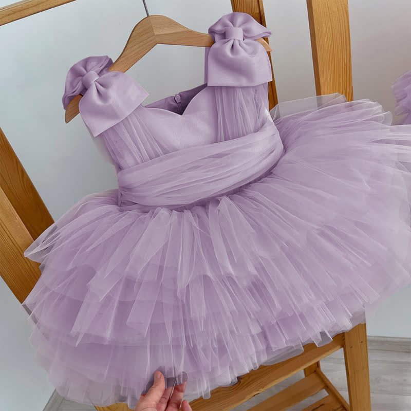 Mesh Tiered Sleeveless Midi Dresses - Purple - 4Y - image 7