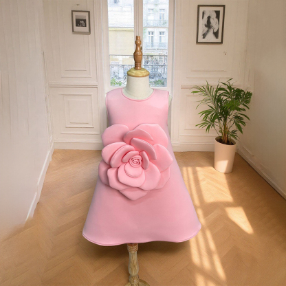 Scuba Knit Rosette Sleeveless Regular Dresses - image 13