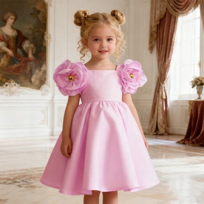 Satin Rosette Sleeveless Regular Dresses - image 6