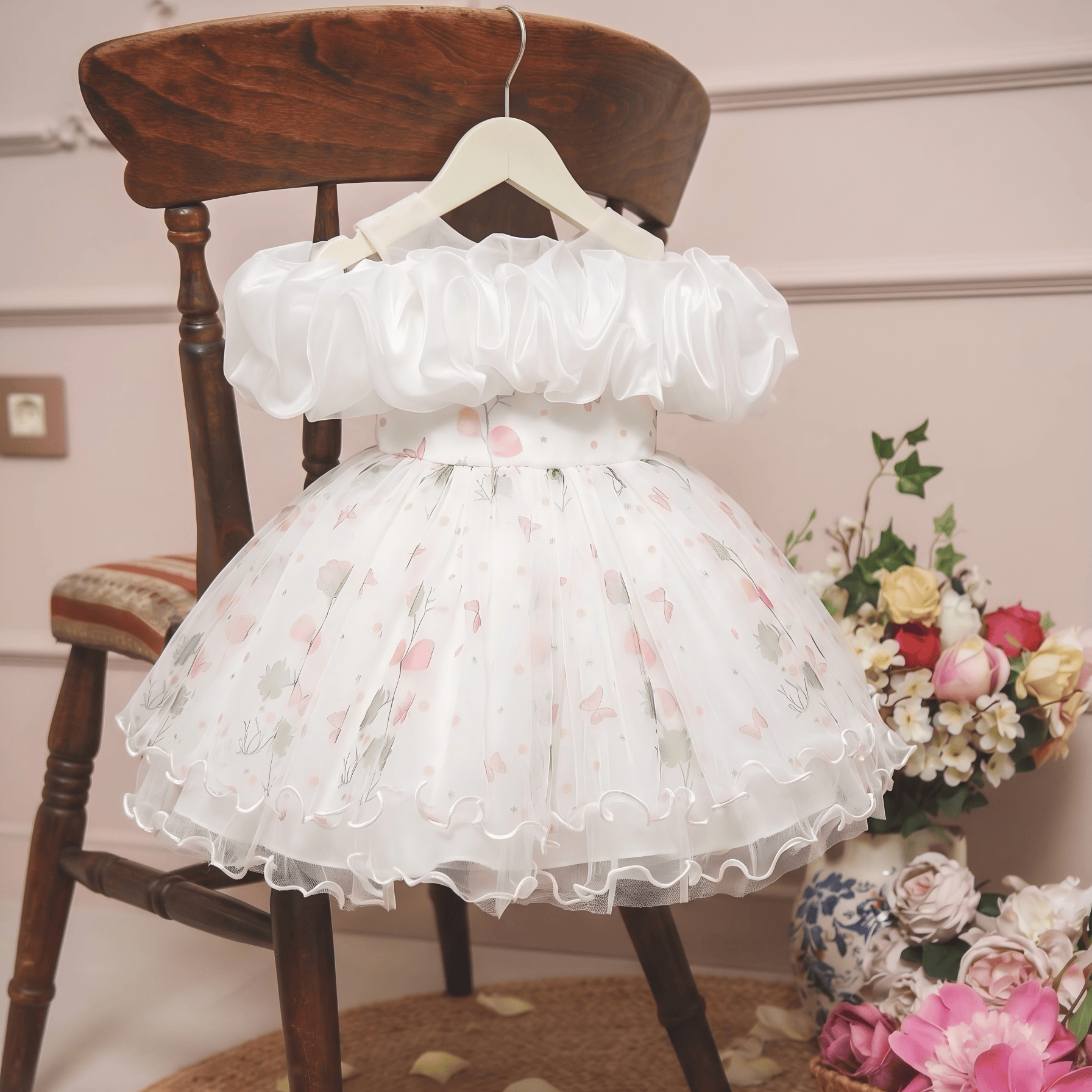 Mesh Bow Sleeveless Midi Dresses - White - 2-3Y - image 12