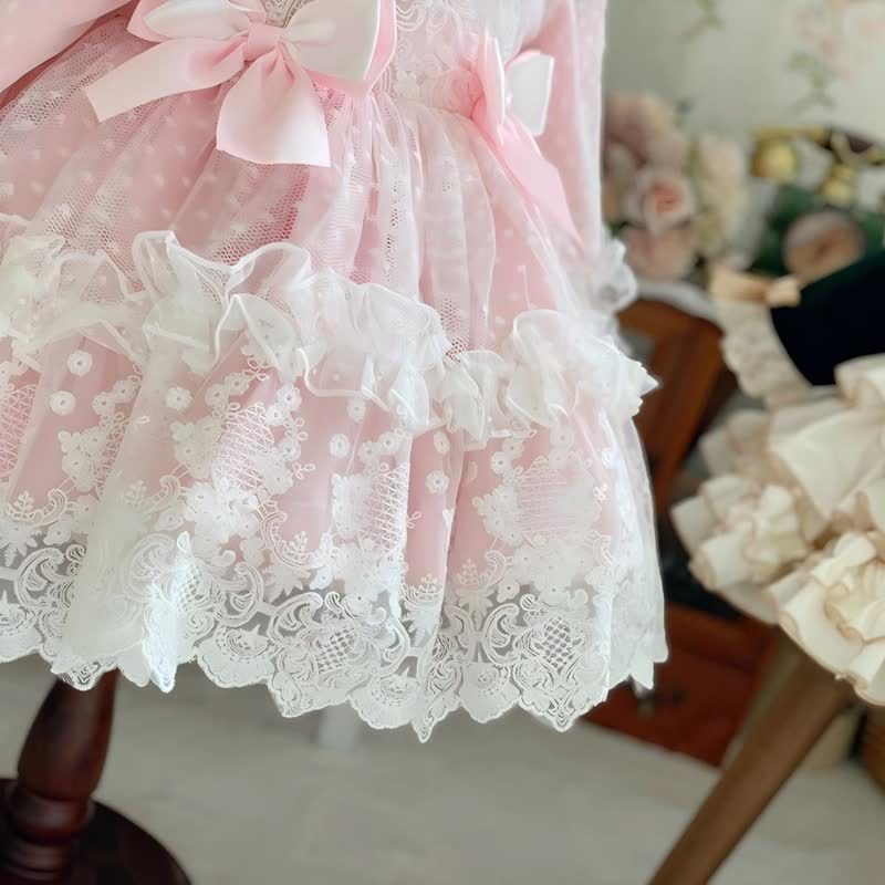 Lace Bow Long Sleeve Midi Dresses - image 4