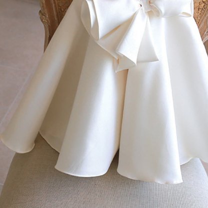 Chemical Fiber Blend Imitation Pearls Bow Sleeveless Mid-long Dresses - image 6