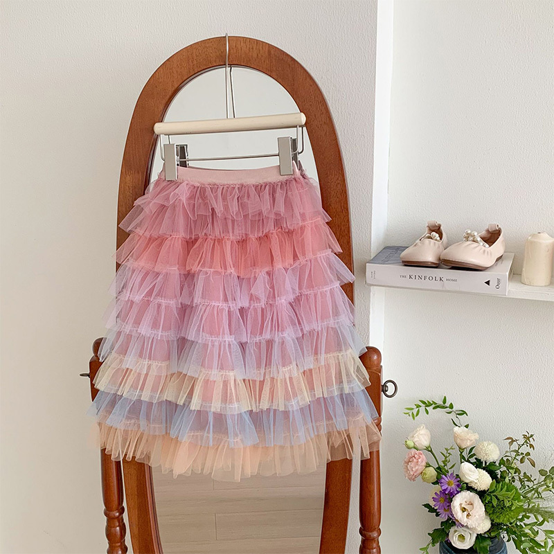 Mesh Folds Mid-long Skirts - image 9