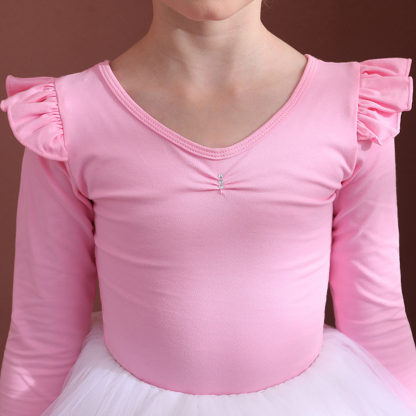 Mesh Folds Ballet Long Sleeve Regular Dresses - image 7