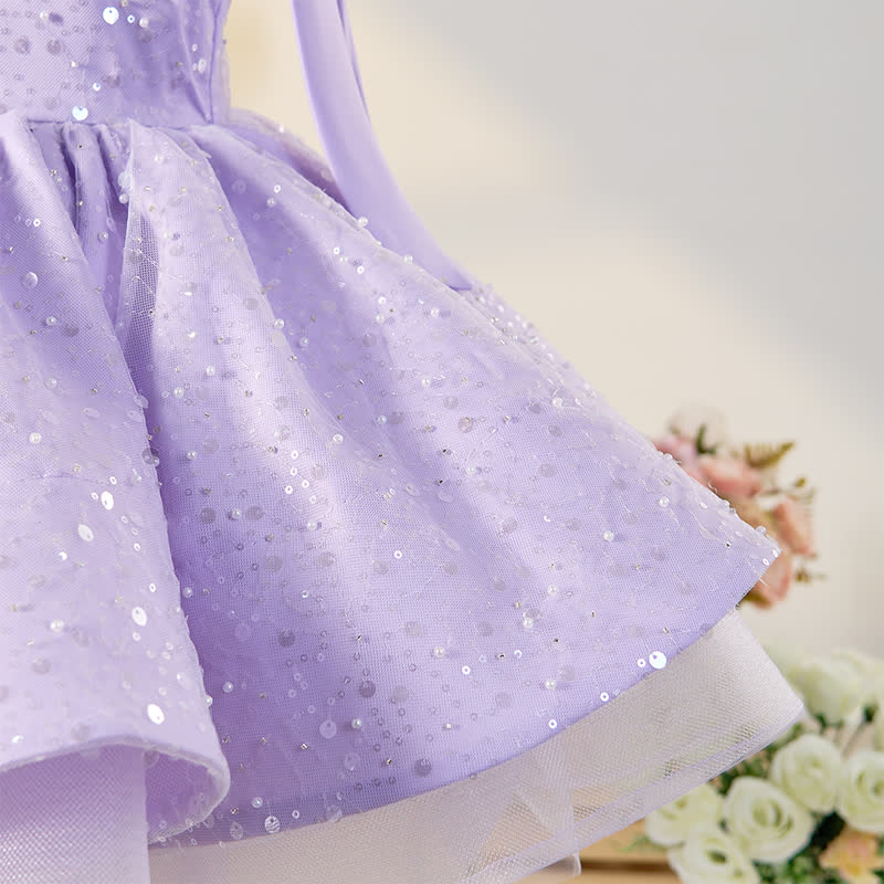 Chemical Fiber Blend Bow Sequins Sleeveless Mid-long Dresses - image 14