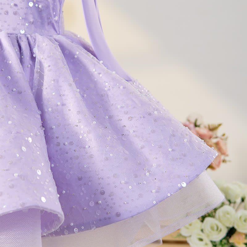 Chemical Fiber Blend Bow Sequins Sleeveless Mid-long Dresses - image 14