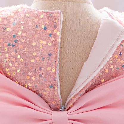 Sequins & Mesh Bow Sequins Short Sleeve Mid-long Dresses - image 12