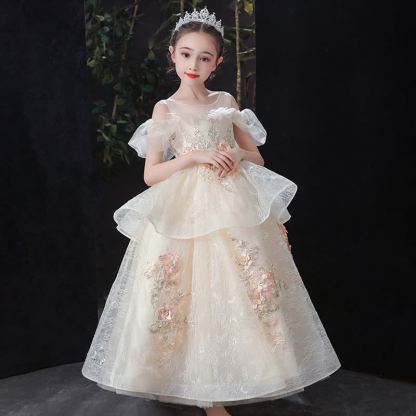 Chemical Fiber Blend Folds Rosette Cap Sleeve Maxi Dresses - image 4