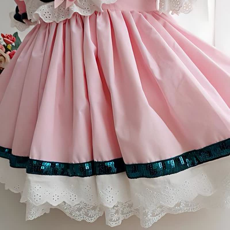 Lace Stitching Lace Short Sleeve Midi Dresses - image 13