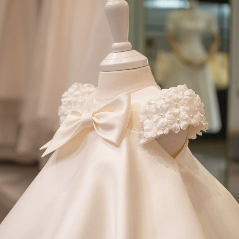 Satin Bow Rosette Short Sleeve Midi Dresses - image 5