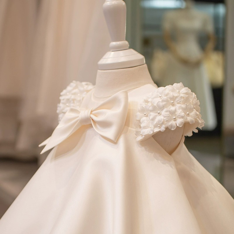 Satin Bow Rosette Short Sleeve Midi Dresses - image 5