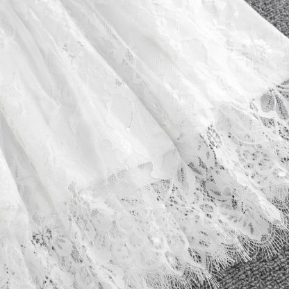 Lace Bow Half Sleeve Mid-long Dresses - image 14