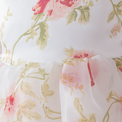 Organza Bow Split Joint Printing Short Sleeve Midi Dresses - image 5