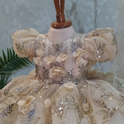 Mesh Bow Rosette Short Sleeve Mid-long Dresses - image 5