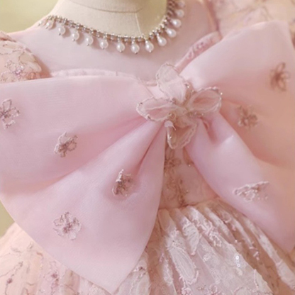 Jacquard Bow Short Sleeve Midi Dresses - image 7