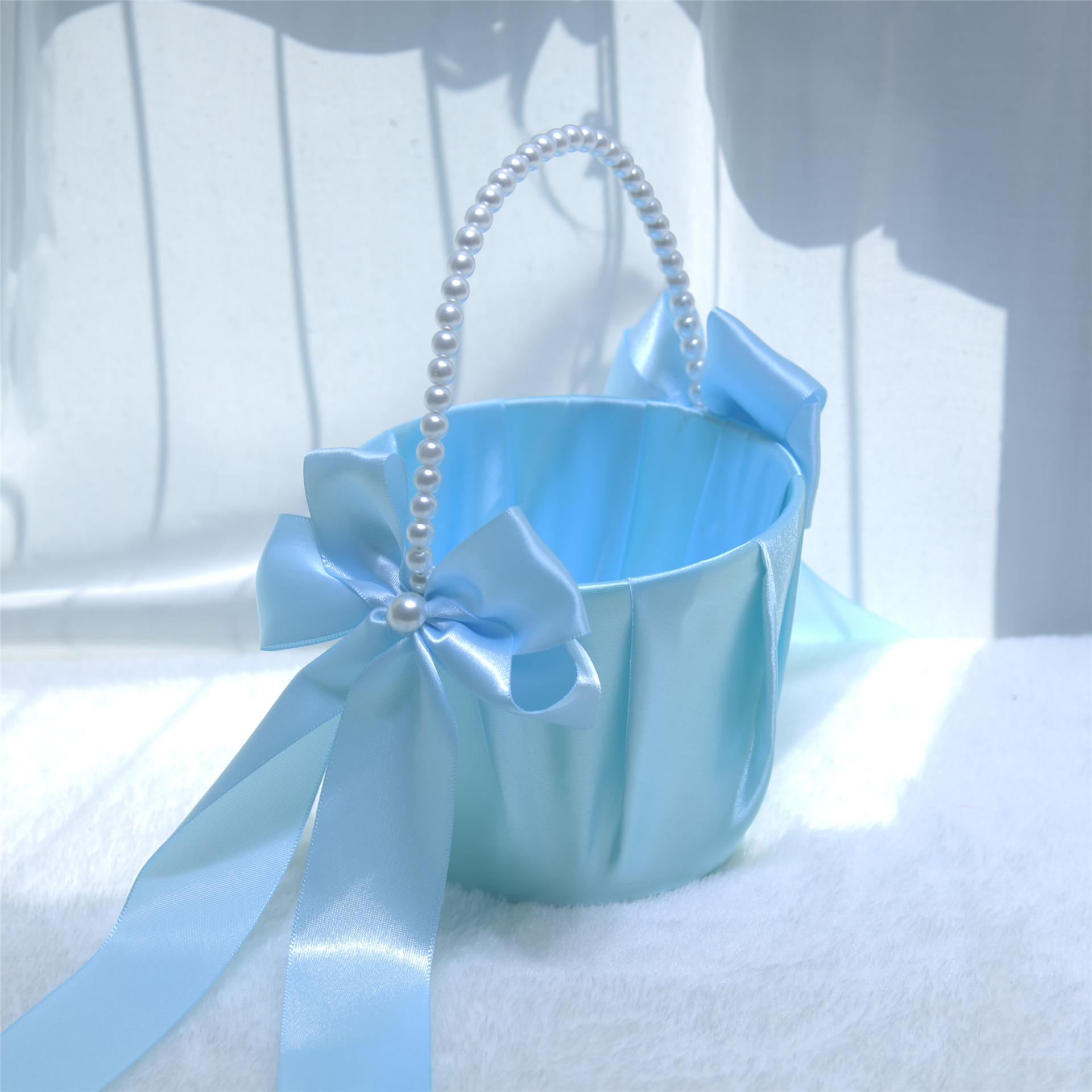 Solid With Bow Flower Basket - Blue - image 5