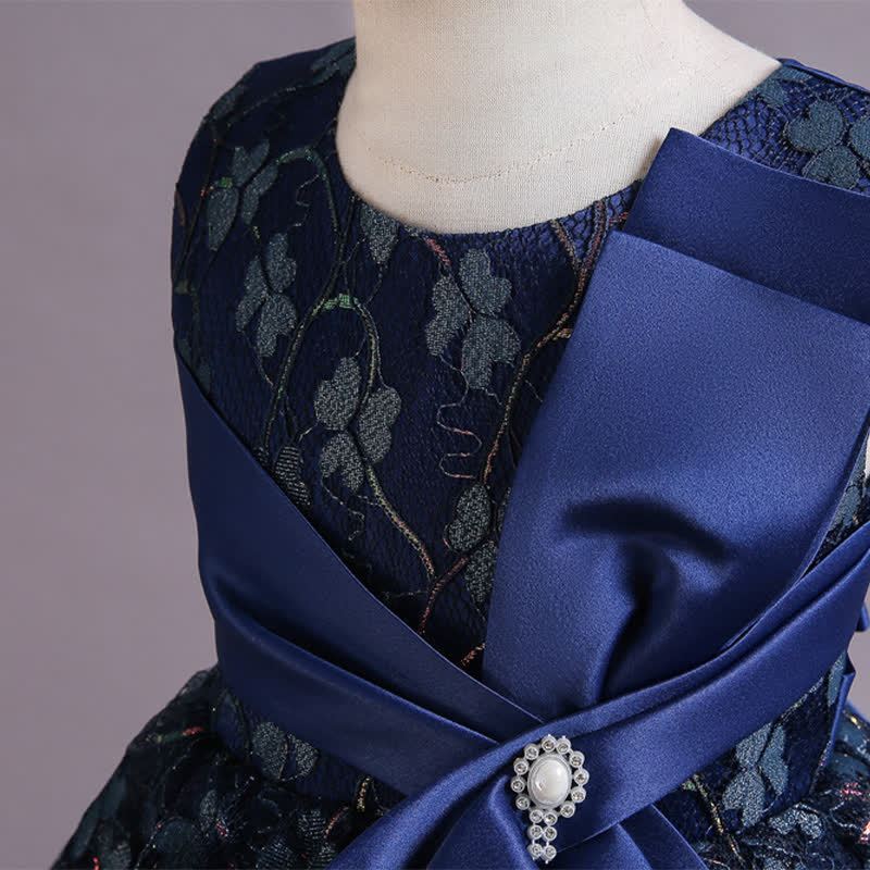 Satin Lace Bow Sleeveless Mid-long Dresses - image 12