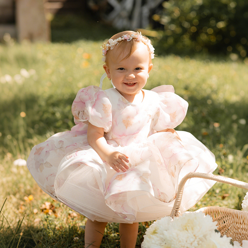 Organza Bow Printing Short Sleeve Midi Dresses - image 5