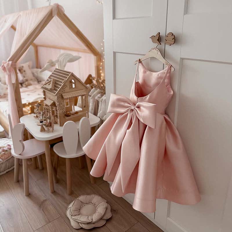 Satin Bow Sleeveless Mid-long Dresses - image 12