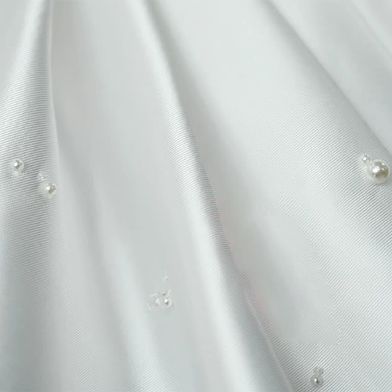 Satin Pearl Long Sleeve Mid-long Dresses - image 7