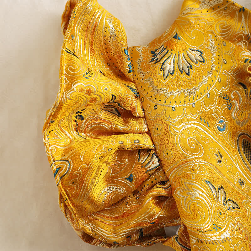 Acetate Jacquard Flouncing Cap Sleeve Midi Dresses - image 5