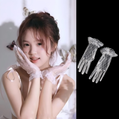 Solid With Bow Gloves - No-rhinestone style - Adult--Short-23cm - image 5
