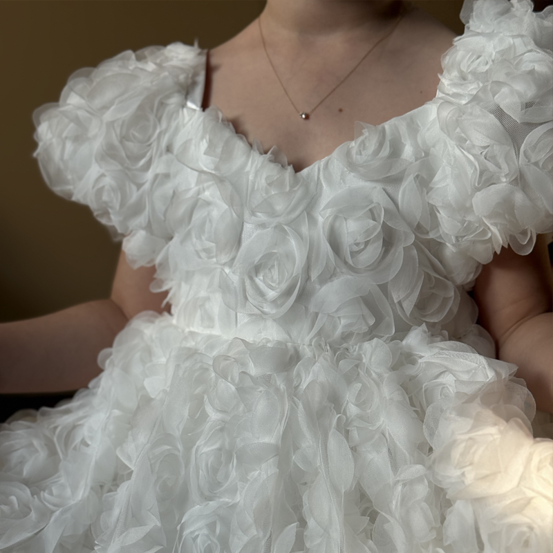 Chemical Fiber Blend Rosette Short Sleeve Midi Dresses