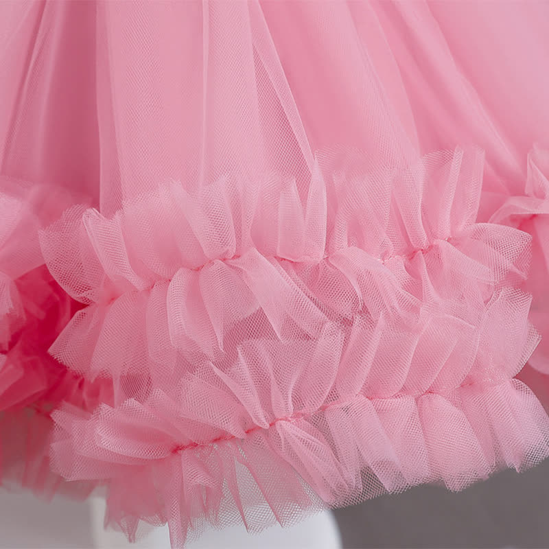 Mesh Bow Sequins Folds Short Sleeve Mid-long Dresses - image 24