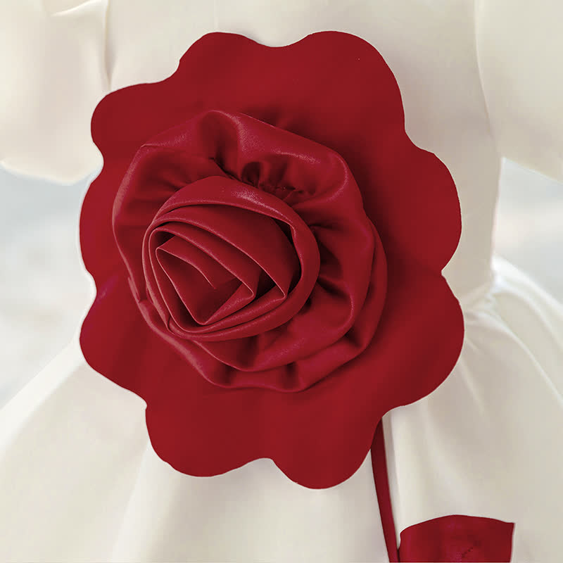 Satin Rosette Short Sleeve Midi Dresses - image 4